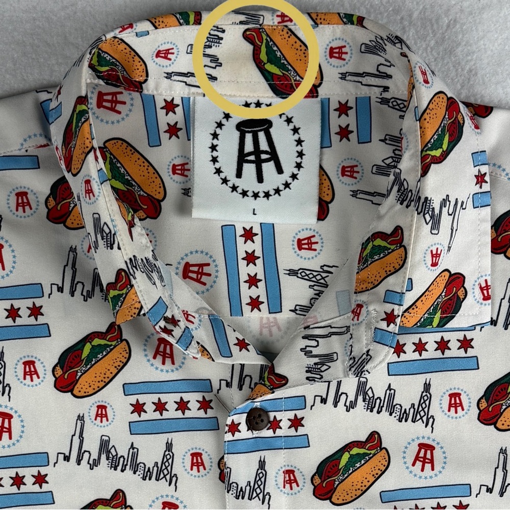 Tropical Bros x Barstool Men's Chicago Hot Dog Hawaiian Short Sleeve Shirt Large - Picture 7 of 8